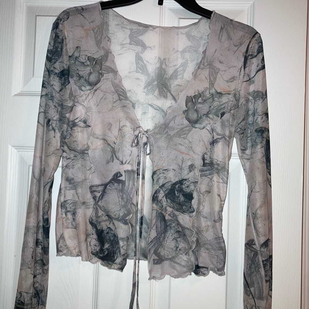 Mesh long sleeve top